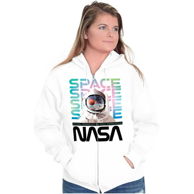Cute NASA Worm Logo Mars Astronaut Unisex Plus Size Zip Hoodie