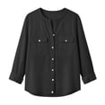 thumbnail image 4 of CQONEPT Long Sleeve Shirt for Women Button Down Blouse Long Sleeve Dressy Casual Cotton Linen Blend Fall Clothes Black L, 4 of 6