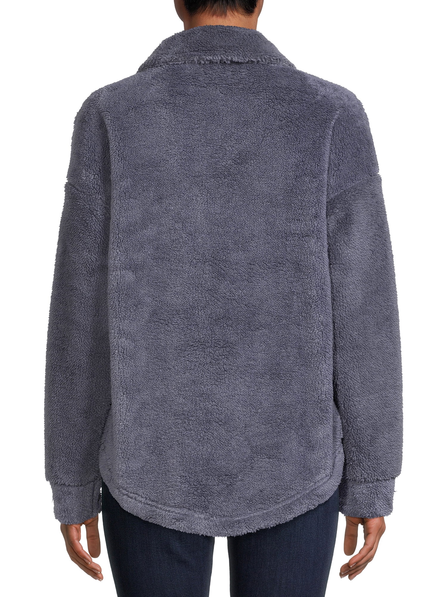 Time and Tru Women's and Plus Faux Sherpa Button-Front Jacket