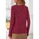 thumbnail image 5 of Camisa PRETTYGARDEN Mujer Manga Larga Cuello en V Acanalada Burdeos, 5 of 8