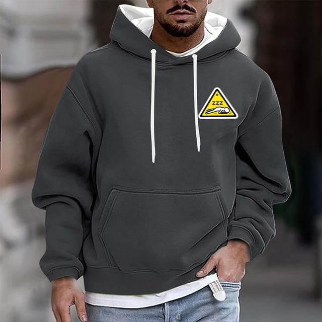 Sudadera con capucha para hombre, informal, a la moda, con estampado, con cordón, de manga larga, de poliéster