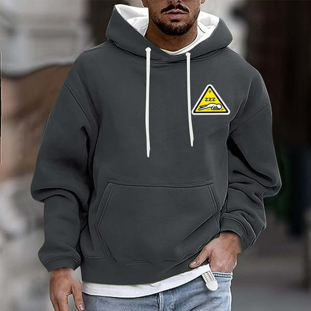 Sudadera con capucha para hombre, informal, a la moda, con estampado, con cordón, de manga larga, de poliéster