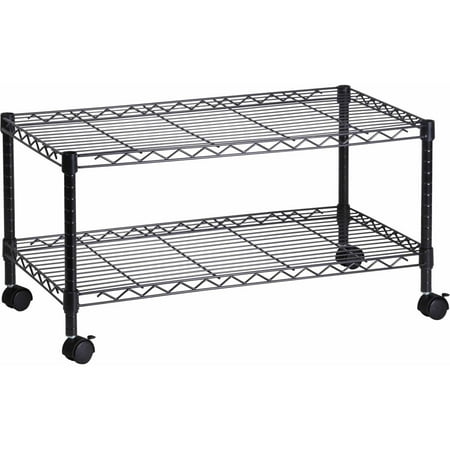 Honey Can Do Steel Media Rolling Cart with 2 Adjustable Shelves, Black