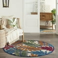 thumbnail image 5 of 4â€™ Round Multicolored Leaves Indoor Outdoor Area Rug, 5 of 7