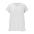 thumbnail image 5 of hotojiny Plus Size Tops for Women Summer Loose Oversized Cap Short Sleeve Shirt Casual V Neck Beach Tee Clothes, 5 of 7
