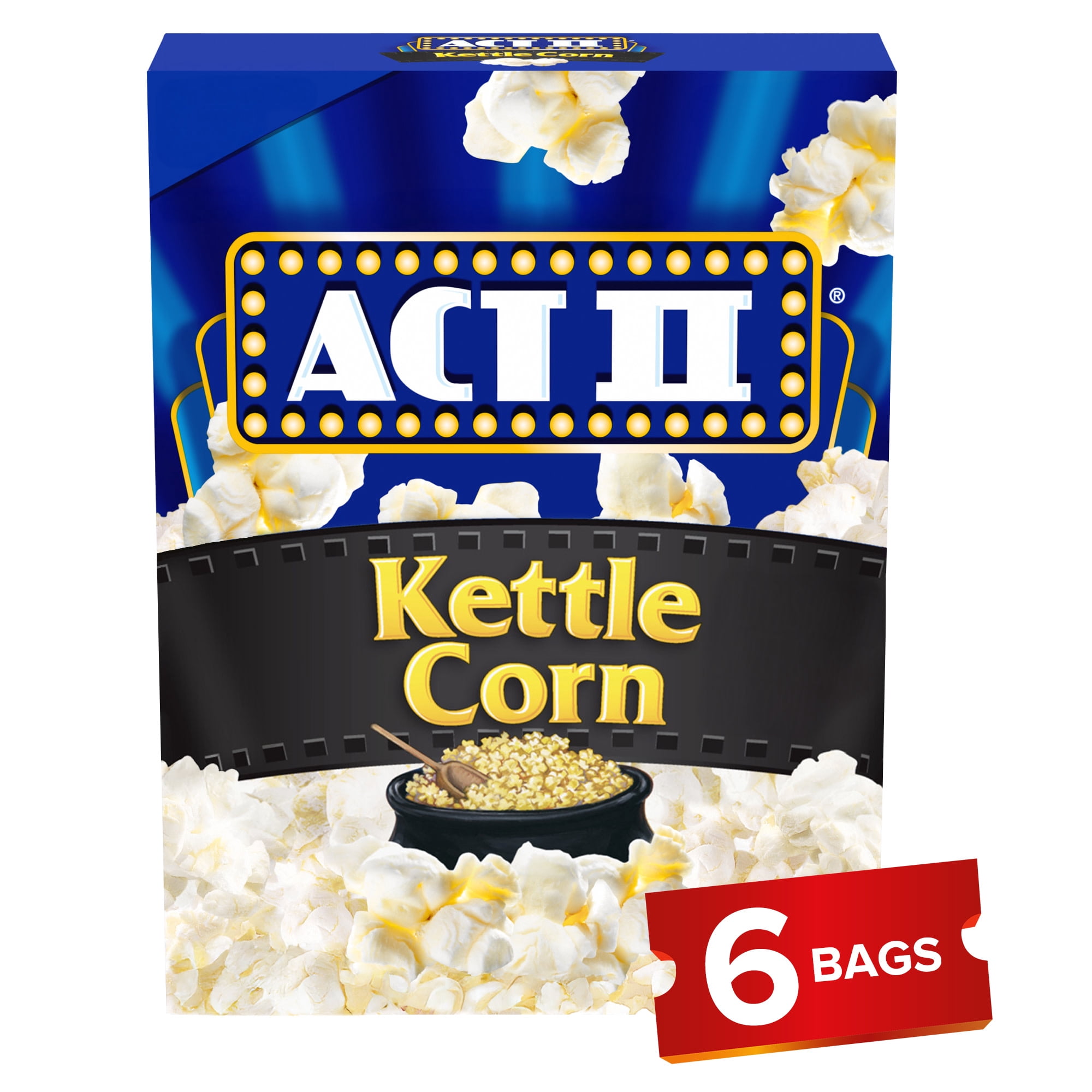 (3 pack) Act II Kettle Corn Microwave Popcorn, 2.75 oz., 6-Count