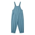 thumbnail image 4 of TEAJOPSUU Women's Cotton Blend Jumpsuits Casual Summer Overalls with Pockets Loose Sleeveless Wide Leg Rompers Sky Blue, 4 of 7
