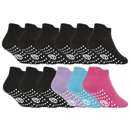 

12 Pair Multipack Kids Low Cut Ankle Socks with Non Slip Gripper Sole | Sock Snob | Ideal Trampoline Socks for Boys
