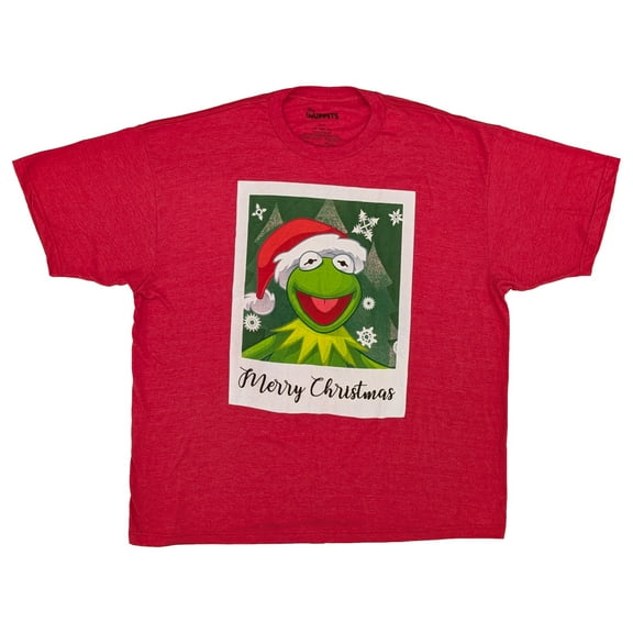 Disney The Muppets Mens Red Short Sleeve Kermit Christmas T-Shirt 4XL