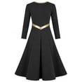 thumbnail image 4 of Hansber Kids Girls Lyrical Praise Dance Dress Metallic Color Block Liturgical Worship Full Length Church Robe Black 8, 4 of 5