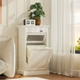 thumbnail image 4 of VECELO 10-13 Gallon Tilt Out Trash Can Cabinet, Wooden Hidden Garbage Recycling Station with Flip Door, Negative Ion-Deodorizing Function, White, 4 of 7