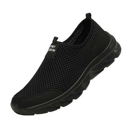 

Povozer Men Casual Dress Shoes Hands Free Slip on Fashion Sneakers Lightweight Breathable Walking Shoes Gym Tennis Athletic(Black 10)