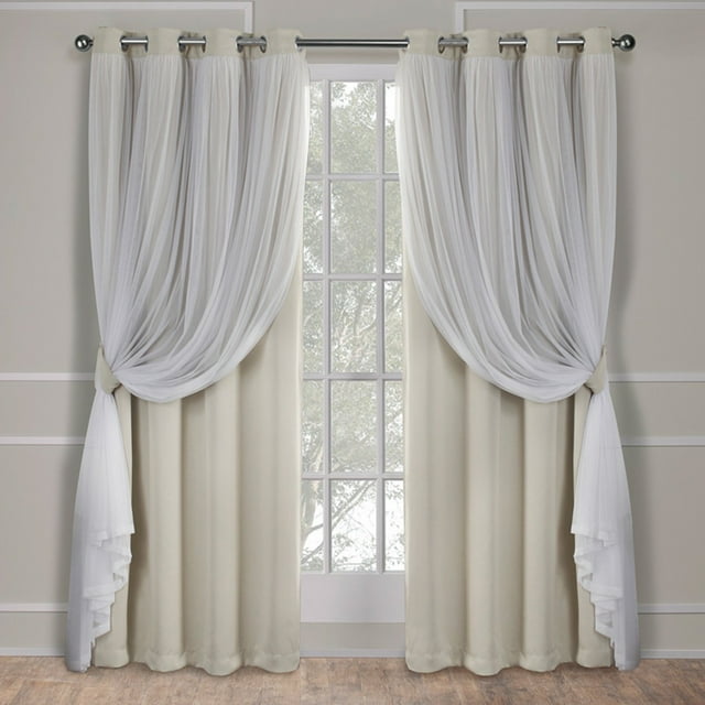 Exclusive Home Rideaux Catarina Couches Solide Occultation et Paire de Rideaux Fenêtre Pure avec Oeillet Haut, 52x84, Sable, 2 Comte