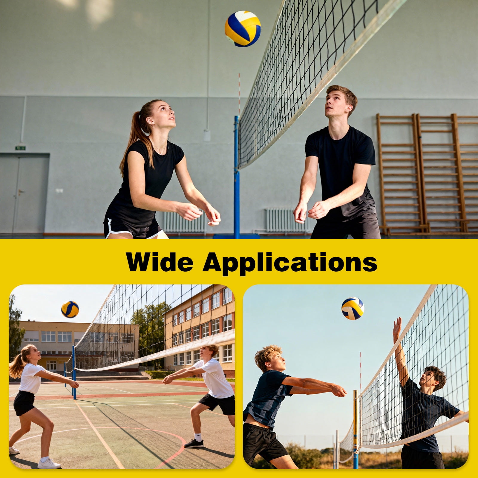 6 Pcs Official Size 5 Volleyballs Set with Pump, Needles, and Net Bags, Long-Term PVC Volleyballs for Indoor and Outdoor Training for Junior Players, Adults