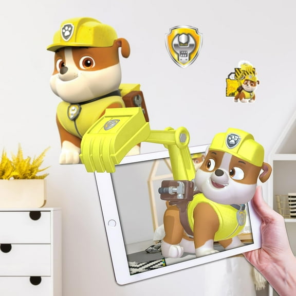 Wall Palz Nickelodeon Paw Patrol Wall Decal - 19" Rubble Vinyl Wall Stickers for Bedroom with 3D Augmented Reality Interaction - Paw Patrol Wall Décor