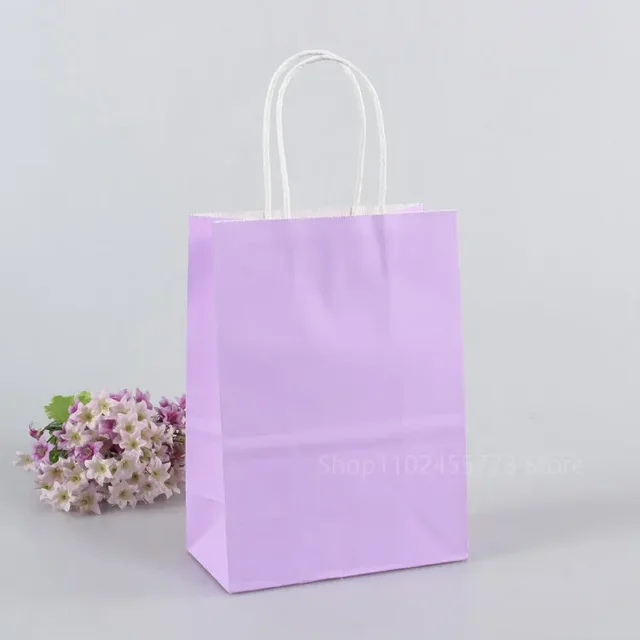 Bolsa de papel Kraft con asas, bolsa reciclable multifunción para compras, 5/10/20/30 piezas