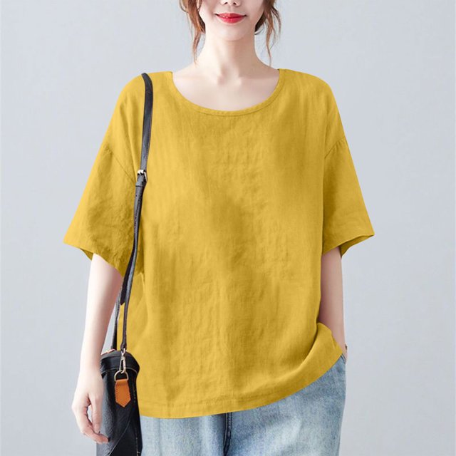 mfyjkho Tops De Tallas Grandes, Camiseta Informal De Manga Corta Con Cuello Redondo Y Estampado De Letras Para Mujer Tops Para Mujer S