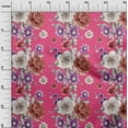 thumbnail image 2 of oneOone Polyester Lycra Pink Fabric Leaves|Lotus & Rose Floral Quilting Supplies Print Sewing Fabric By The Yard 56 Inch Wide, 2 of 4