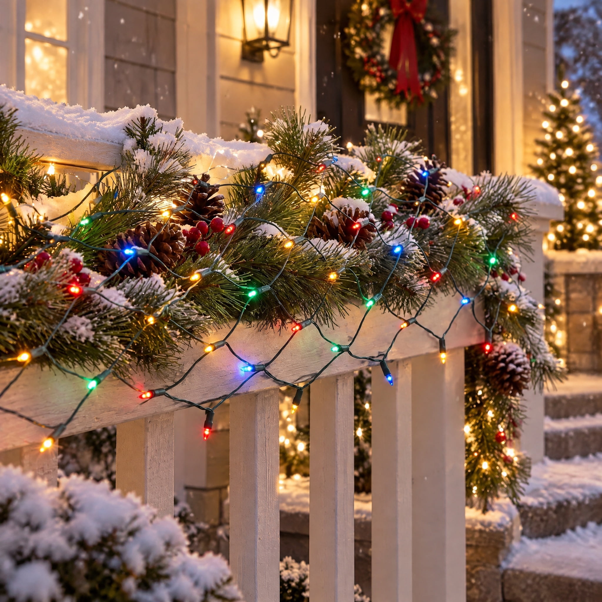 Indoor/Outdoor 150-Count LED Ribbon Christmas Net Lights, Multicolor, Green Wire, 7.5' x 8", by Holiday Time