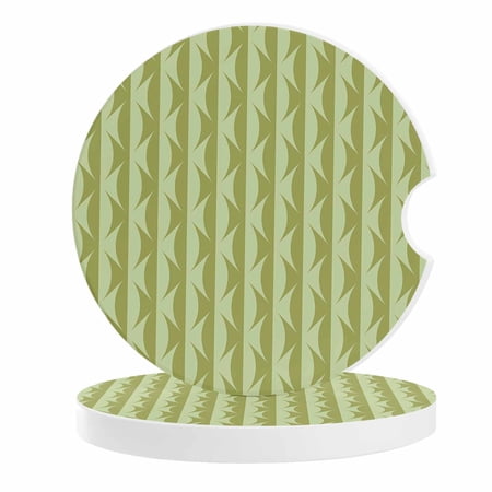 2 Pack Car Coasters Abstract Geometric Ceramic Car Cup Holder Coaster Green Minimalist Absorbent Drink Coasters Protects Interior from Spills Car Interior Accessories