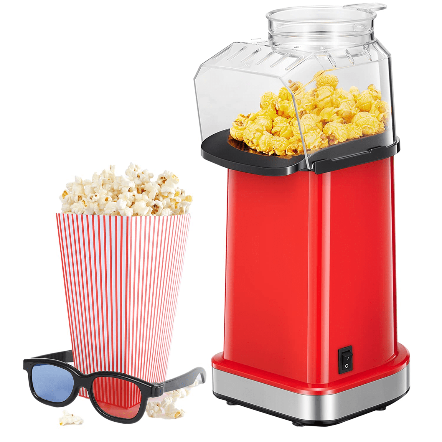 AICOOK 1400W Hot Air Popcorn Popper, 18cups Popcorn Maker with Measure