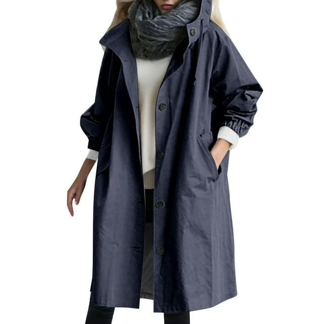Coupe-vent pour Femmes Confortable à Capuche, Manteau Élégant à Coupe Ample pour l'Hiver, Style Décontracté