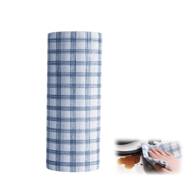 Paños de microfibra en rollo, toallitas de limpieza sin pelusa, paños de cocina reutilizables, 40 paños de limpieza por rollo, papel de cocina para limpieza del hogar húmedo y seco,