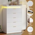thumbnail image 3 of Pusnapku 5 Drawer Dresser, 45" Tall Fluted Chest of Drawers with Charging Station, LED Light, Vertical Wood Storage Dressers for Living Room, Entryway, 3 of 9