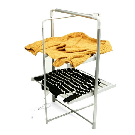 Mind Reader Electric Heated Clothing Rack, 100 Watt Stainless Steel Foldable, Portable, Towel Stand Dryer, Airer, Warmer,