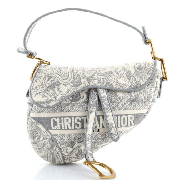 Pre-Owned Saddle Bag Logo Embroidered Canvas Medium By Rebag