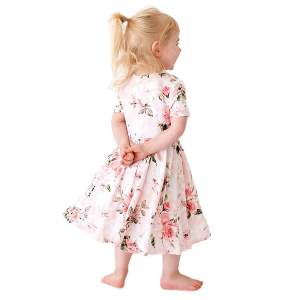 Vestido elegante con forma de cacahuete, vintage, rosa y rosa en espiral para niñas de 3 a 4 años
