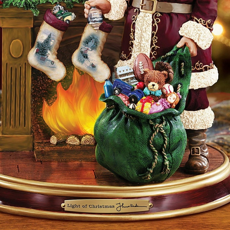 ★トーマスキンケード クリスマス サンタ＆トナカイ オルゴール ライトアップ The Bradford Exchange Thomas Kinkade Illuminated Santa Claus