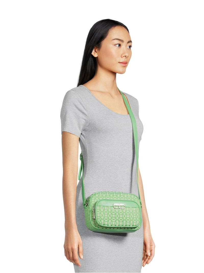 Time and Tru women's Dorian Camera Crossbody Handbag - Green/Beige