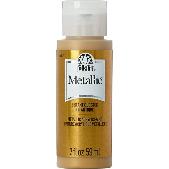 Folkart Metallic Acrylic Paint Antique Gold, 2 oz, FolkArt Metallic Paint