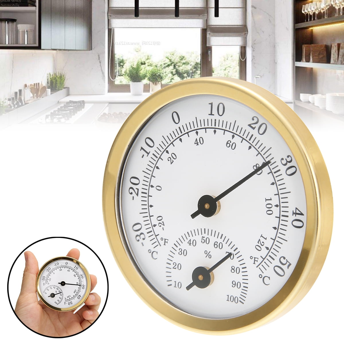 Hygrometer Humidity Temperature Gauge Round High Top Precise Analog Thermomete 