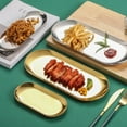 thumbnail image 4 of Bandeja de toalla de acero inoxidable, bandeja de almacenamiento, plato, bandeja de té, bandejas de frutas, organizador de joyas y cosméticos, bandeja ovalada, 4 of 6
