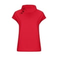 thumbnail image 4 of Cotonie Womens Cap Sleeve Tops Buttons Mock Neck Solid Color Cotton Linen Short Sleeve Pullover Casual Loose T-Shirt, 4 of 6