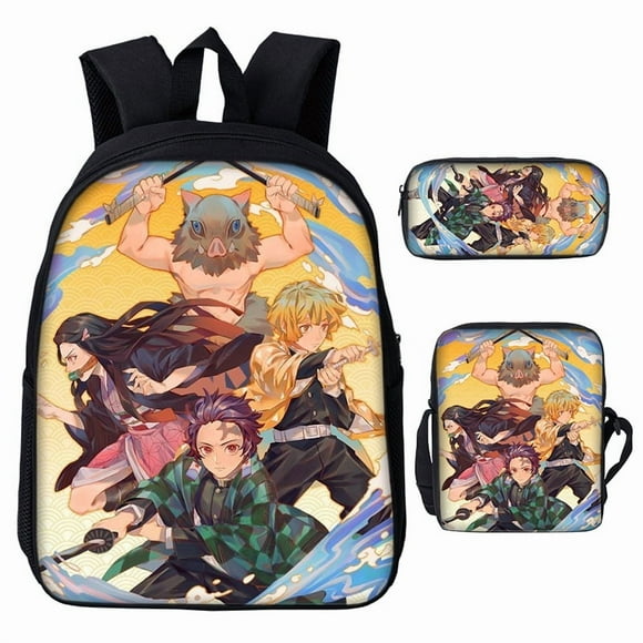 3D Demon Slayer Backpack Cartoon Backpack Three-Piece Printing