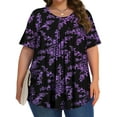 thumbnail image 4 of Fantaslook Womens Plus Size Tops Tunic Short Sleeve Shirts Floral Blouses Loose Summer Tops, 4 of 9