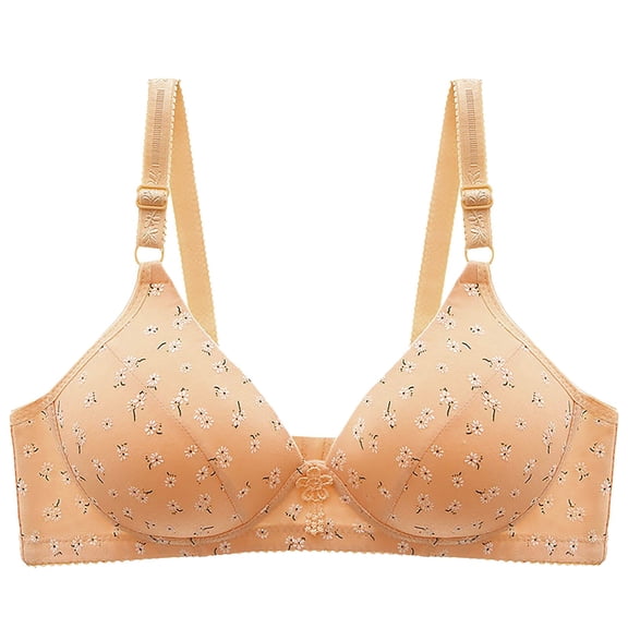 TEVEQ Push Up Bras for Women T-Shirt Bra Full Coverage Plunge Padded Support Underwire Bras Women's Side Underwear Side Mounted Breasts Top Mounted Bra Anti Sagging Bra Beige A