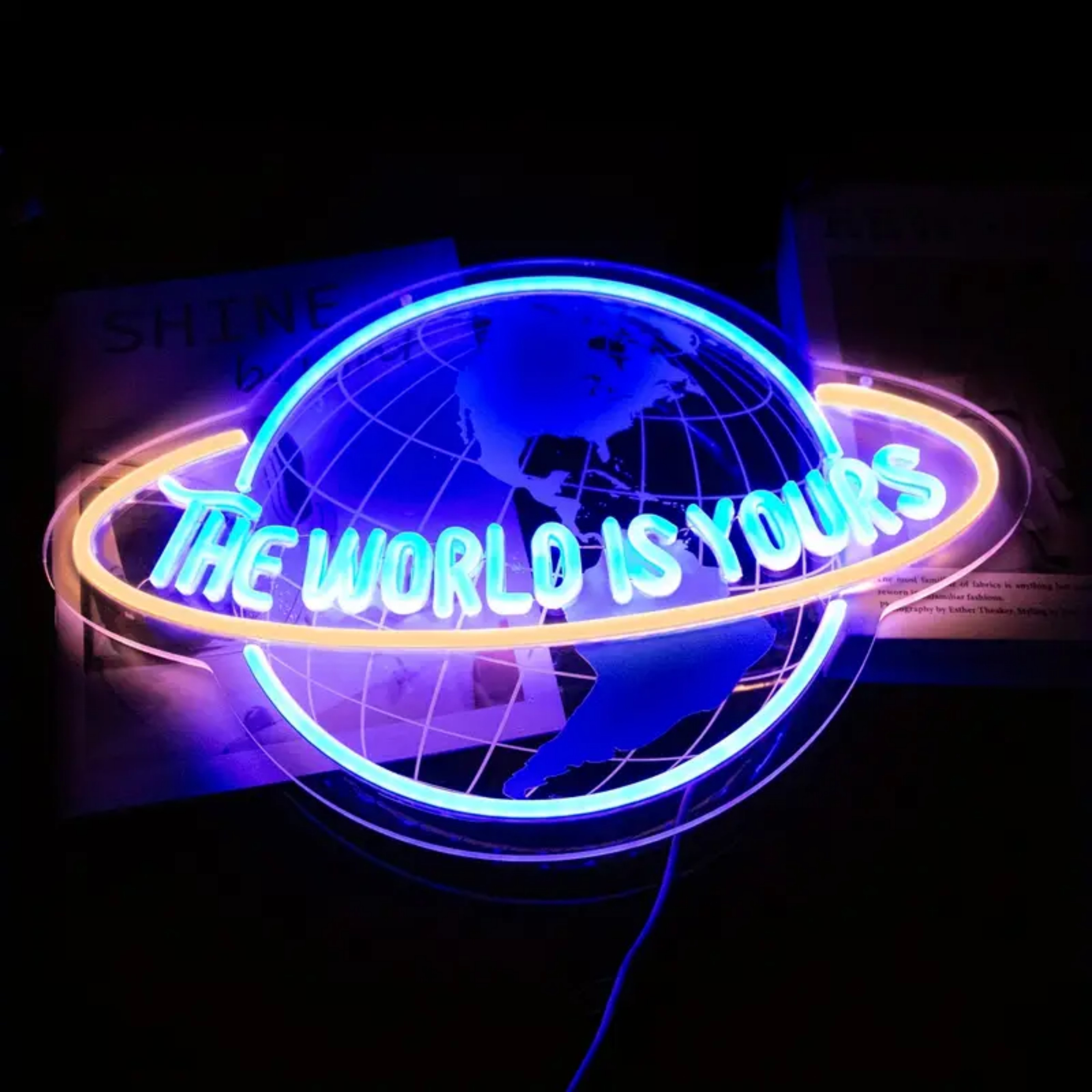 UPONRAY Earth Neon Signs, 16.5"*11.8" Dimmable & USB-Powered LED Neon Light, Stylish Wall Decor for Bedroom, Game Room, Bar, Internet Cafe, Arcade