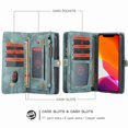 thumbnail image 3 of Dteck Detachable Slim Cover 2 in 1 Premium Leather Folio Magnetic Wallet Credit Card Slot Shock Protection Removable Carrying Cover, For iPhone 11 Pro Max 6.5", green, 3 of 10