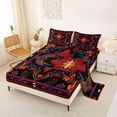 thumbnail image 2 of Erosebridal Hippie Mandala Full Size Sheets, Bohemian Floral Bed Sheets, Black Red, 4-Piece 1 Flat Sheet, 1 Fitted Sheet and 2 Pillowcases, 2 of 5