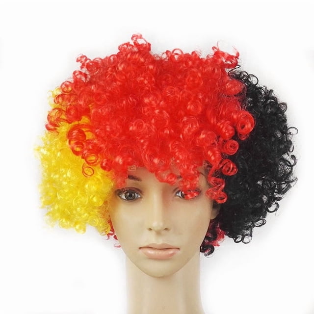 Peluca de color bandera para la peluca – Peluca afro tricolor explosión, fibra sintética ligera, gorra, talla única, accesorio reutilizable para ferias