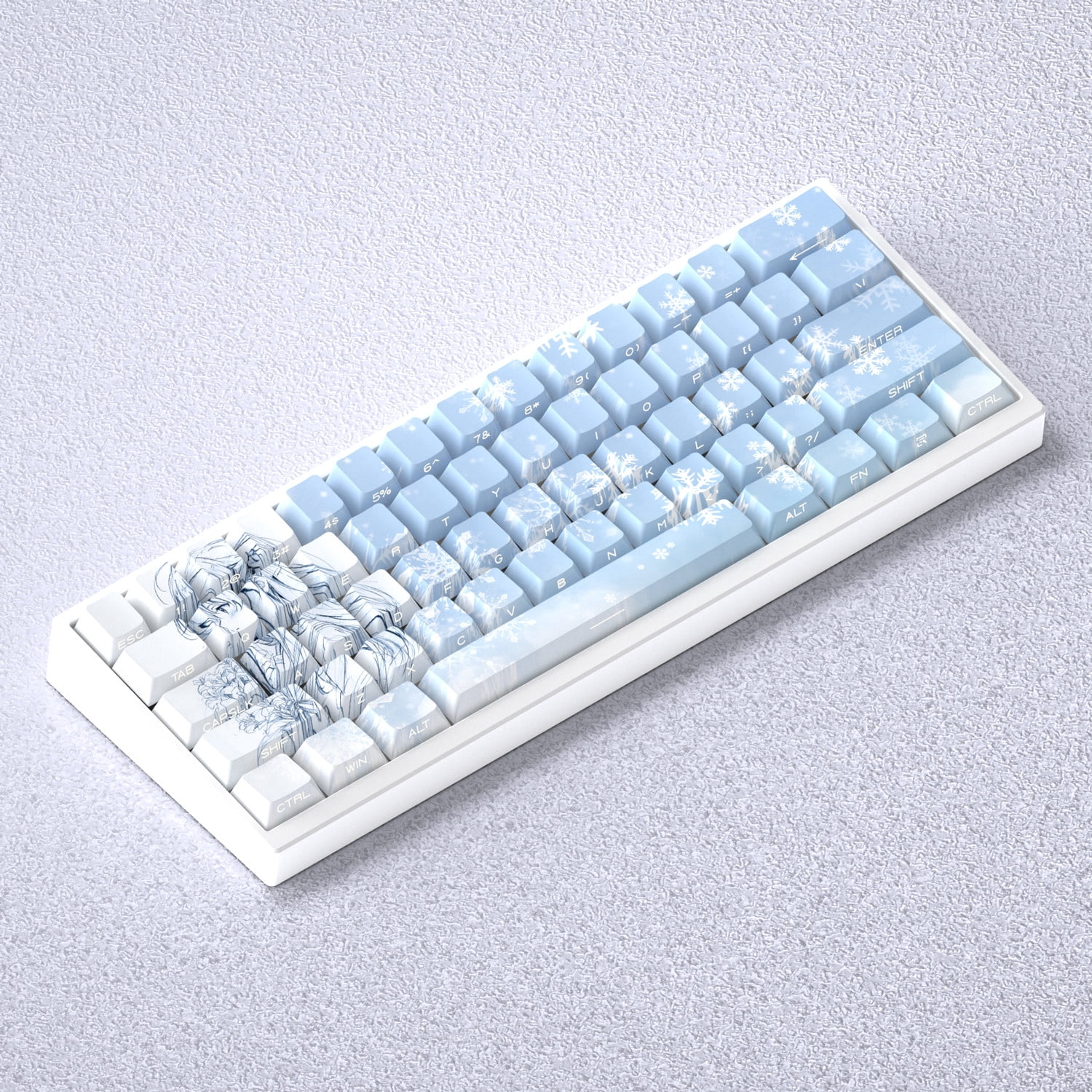 Yukino Side-Printed Shine-Through Keycaps, PBT Dye-Sublimation Keycap Set Compatible with Ace68/mad60/Wooting 60HE/ATK68/A75 Mechanical Keyboards
