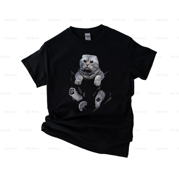 Scottish Fold Cat Pocket Funny Sweet Animal Pet Owner Kitty Lover Gift,T-Shirt, SW, Hoodie Unisex, up to 5XL