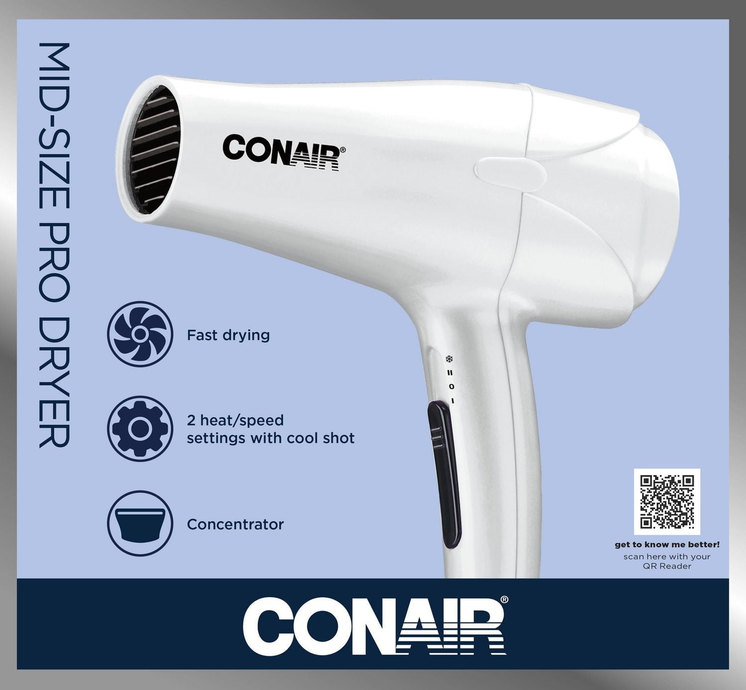 Conair 1875 Watt Full Size White Dryer