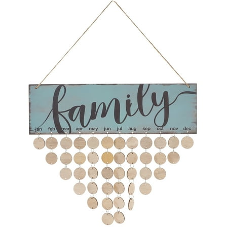 KONTONTY Happy Birthday Sign Family Birthday Board Wooden Colorful 1 Plaque 50 Round Discs