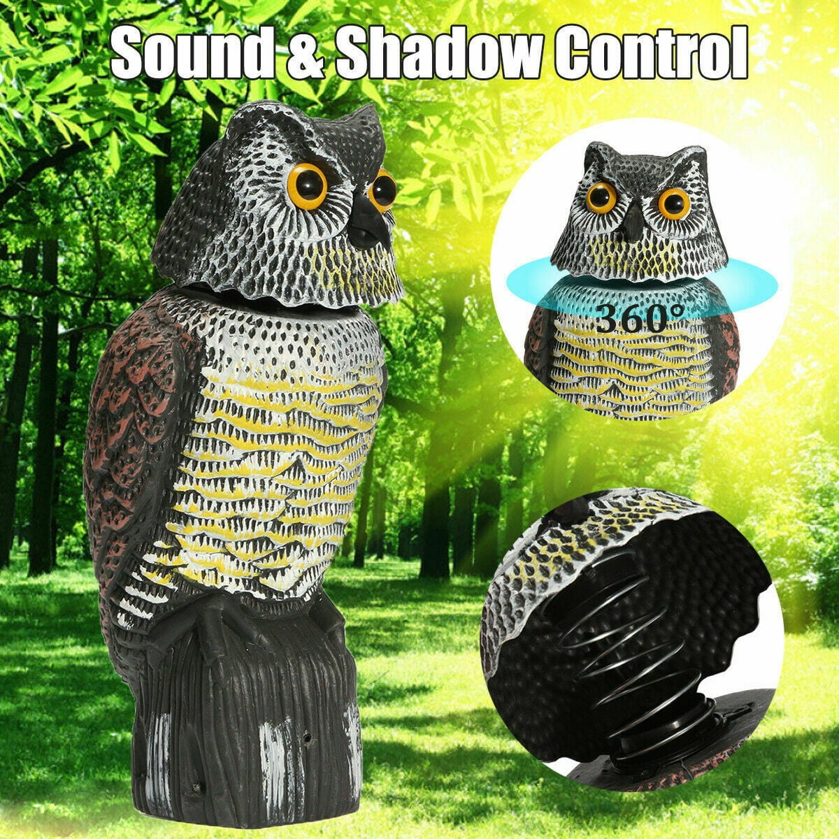Scarecrow Fake Owl Decoy Statue Pest & Bird Deterrent Scarer Outdoor Garden US 