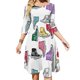 thumbnail image 1 of Vestido de cuello cuadrado Lindos vestidos sueltos estampados Elegante vestido de fiesta de playa Color vibrante Zapatos coloridos Estilo, 1 of 6